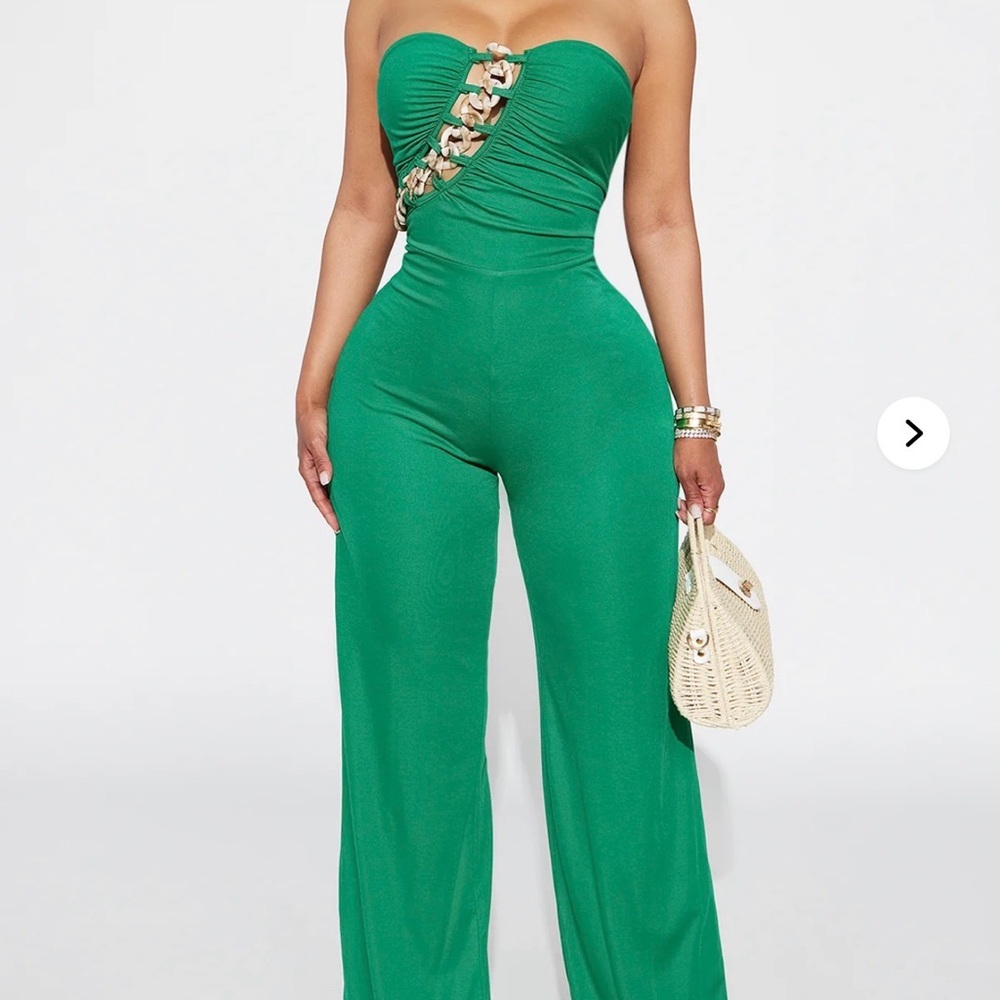 Fashion Nova Green Strapless Jumpsuit